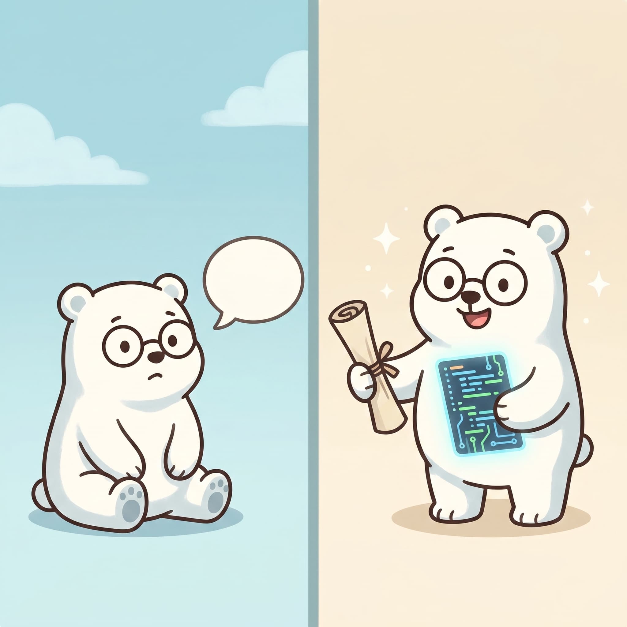 ซ้าย: Gem ทั่วไปแค่ตอบ · ขวา: Gem พี่หมียื่นคู่มือและ JSON พร้อมใช้