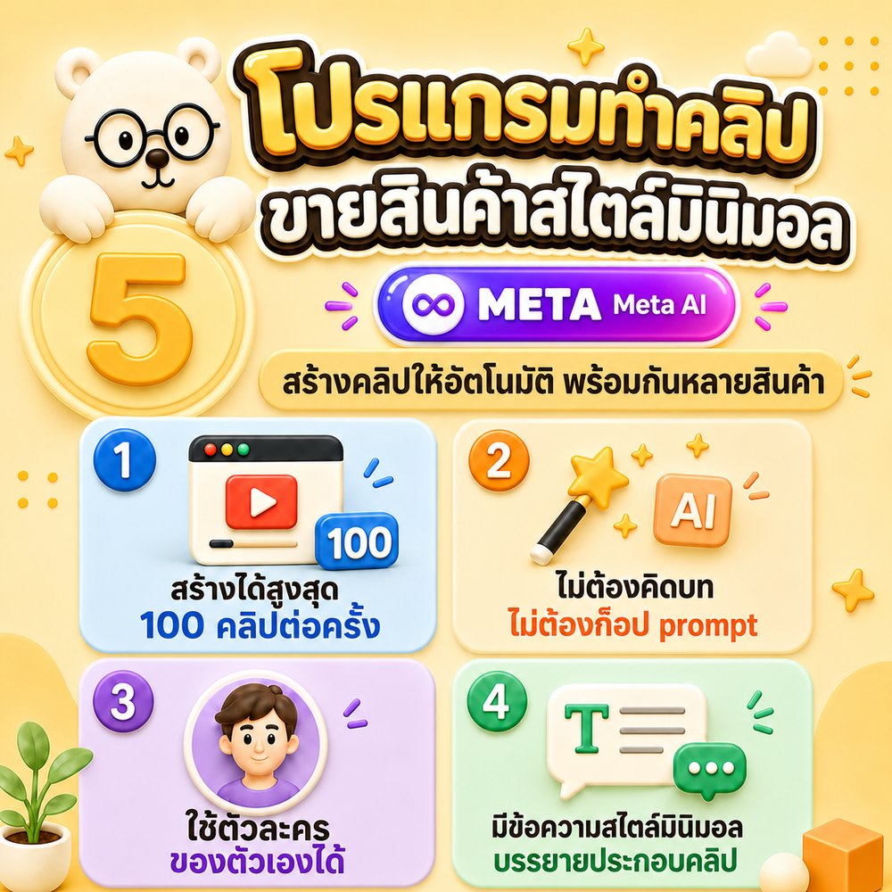 แอปทำคลิปขายสินค้าสไตล์มินิมอล — ลุคเรียบสะอาดดูแพง — ขายแยก ฿444 แต่แพ็คนี้รวมให้แล้ว