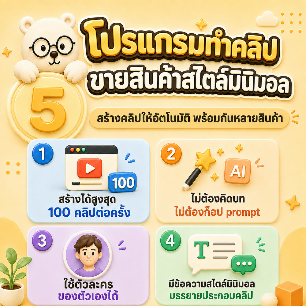 โปรแกรมทำคลิปขายสินค้าสไตล์มินิมอล