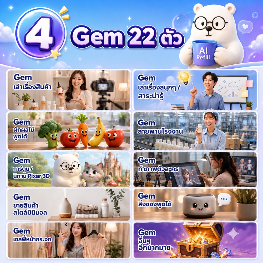 Gem ผู้ช่วยทำวิดีโอ 22 ตัว