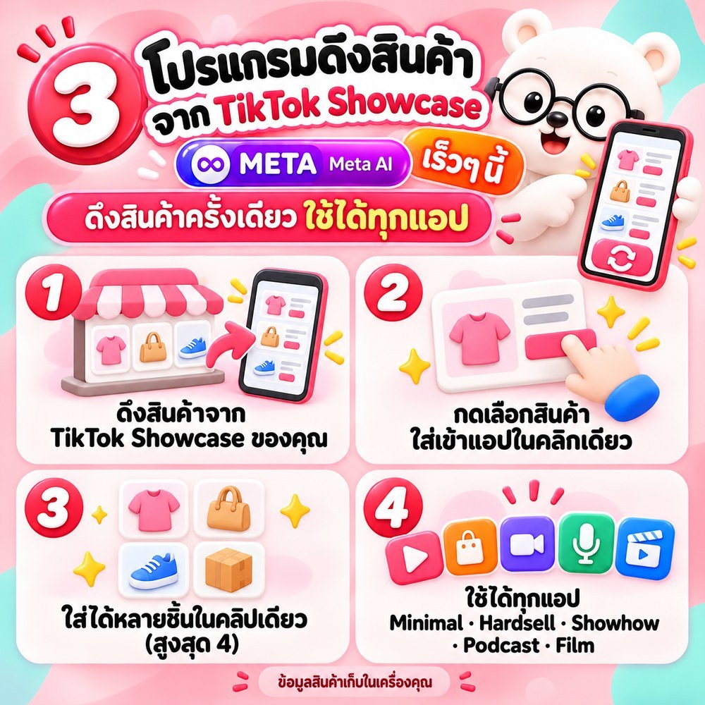 โปรแกรมดึงสินค้าจาก TikTok Showcase
